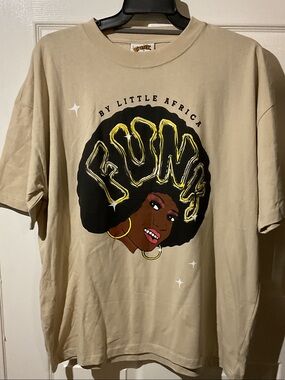 Beige 'Funk' By Little Africa Graphic Short Sleeve Tee